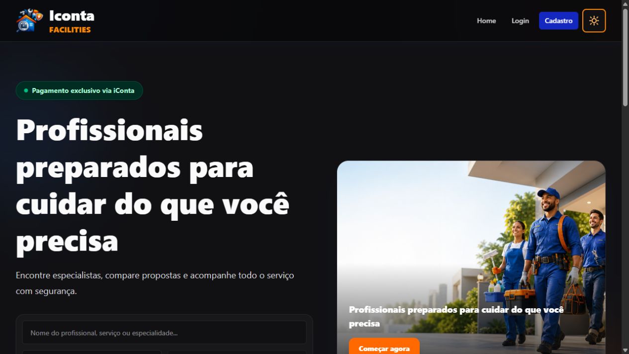 Página inicial do projeto iConta Facilities